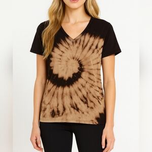 Ladies Large V Neck Reverse Dye Spiral Tee
